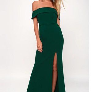 Forest Green Off-the-Shoulder Maxi Dress